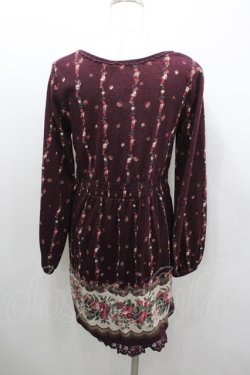 画像3: axes femme / ローズパネル柄カットチュニ  ボルドー I-26-02-08-075-AX-OP-SA-ZI