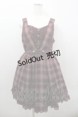 画像1: axes femme / フロッキーptチェックジャンパースカート  赤Ｘ黒チェック I-26-02-08-081-AX-OP-SA-ZI