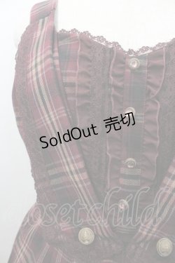 画像2: axes femme / フロッキーptチェックジャンパースカート  赤Ｘ黒チェック I-26-02-08-081-AX-OP-SA-ZI