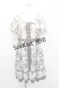 画像1: axes femme / シルエットプリントチュニック  ベージュＸブラウン I-26-02-08-086-AX-OP-SA-ZI