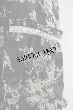 画像2: axes femme / バードケージ柄シフォンシャーリングワンピース  黒 I-26-02-08-089-AX-OP-SA-ZI