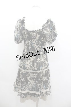 画像3: axes femme / バードケージ柄シフォンシャーリングワンピース  黒 I-26-02-08-089-AX-OP-SA-ZI