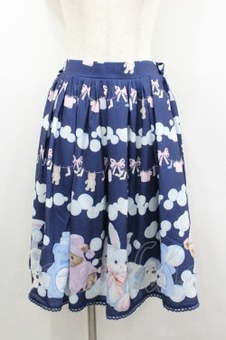 画像1: axes femme kawaii / ランドリー柄スカート  紺 I-26-02-08-093-AX-SK-HR-ZI