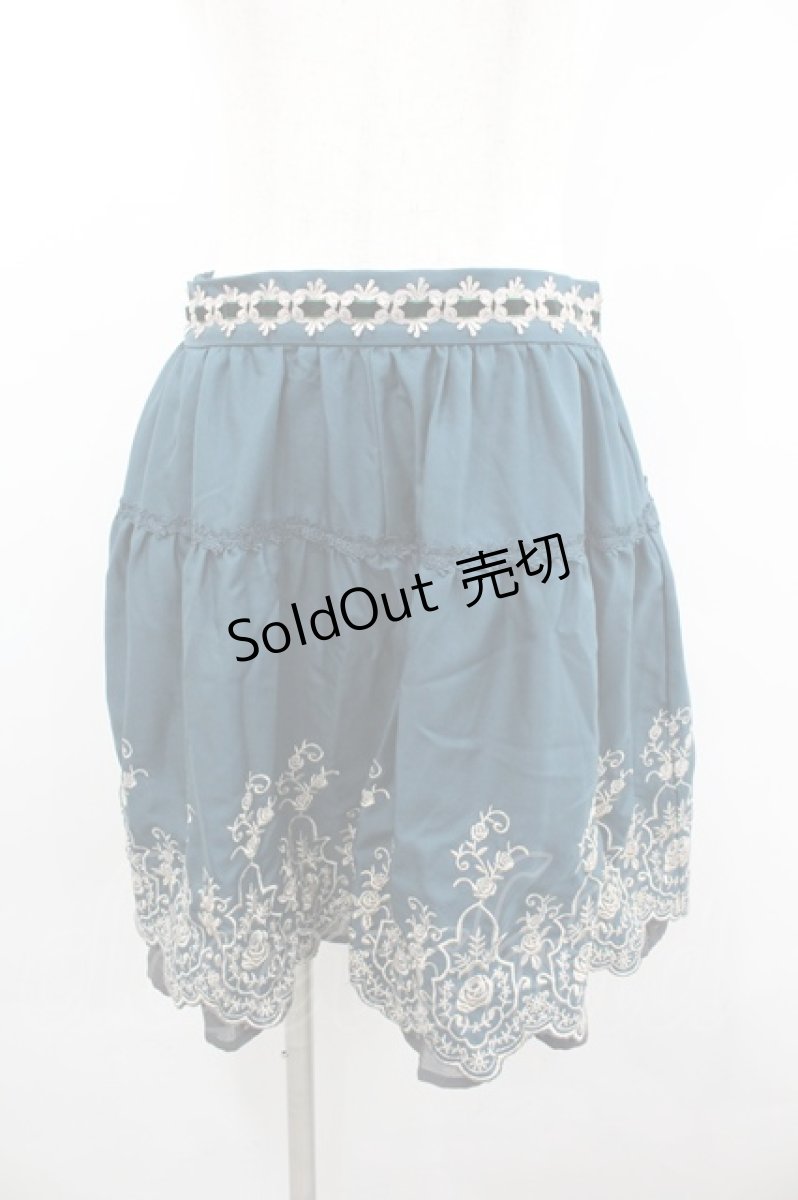 画像1: axes femme POETIQUE / 裾刺繍スカパン  グリーン I-26-02-08-104-AX-PA-SA-ZI (1)
