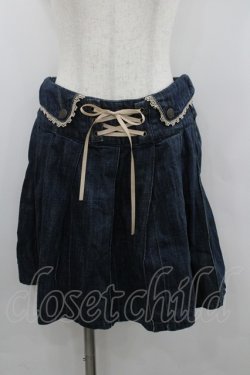 画像1: axes femme / 編み上げリボンデニムスカート  青デニム I-26-02-08-107-AX-SK-SA-ZI