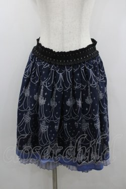 画像1: axes femme / シャンデリア柄スカート  ネイビーＸグレー I-26-02-08-108-AX-SK-SA-ZI