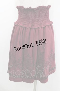 画像4: axes femme / 刺繍ハイウエストスカート  ボルドーＸ黒 I-26-02-08-116-AX-SK-SA-ZI