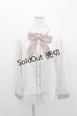 画像1: axes femme POETIQUE / パイピングデザインブラウス  ベージュＸチェック I-26-02-08-017-AX-BL-SA-ZI