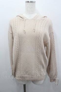 画像1: axes femme / ケーブル柄ニットパーカー  ピンク I-26-02-08-021-AX-TO-SA-ZI