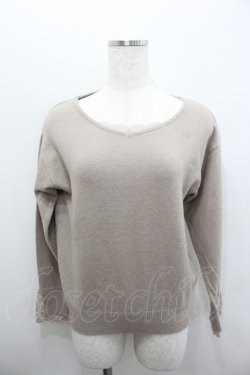 画像1: axes femme / レース配色Vネックニット  ベージュ I-26-02-08-025-AX-TO-SA-ZI