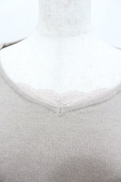画像2: axes femme / レース配色Vネックニット  ベージュ I-26-02-08-025-AX-TO-SA-ZI
