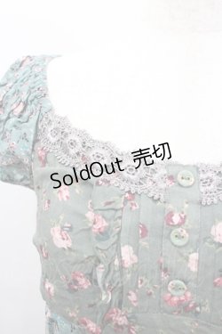 画像2: axes femme / 小花柄切替半袖チュニック  グリーン I-26-02-08-029-AX-TO-SA-ZI