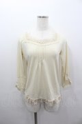 axes femme / ストーンレース長袖カットソー  アイボリー I-26-02-11-041-AX-TO-SA-ZI