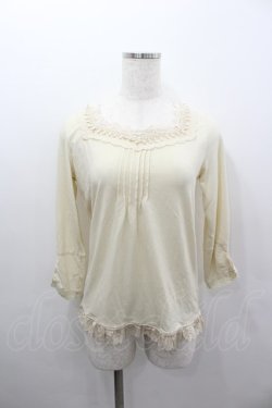 画像1: axes femme / ストーンレース長袖カットソー  アイボリー I-26-02-11-041-AX-TO-SA-ZI