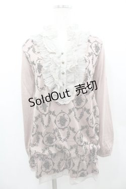 画像1: axes femme / ローズカメオフロッキートップス  ピンクＸ黒 I-26-02-11-005-AX-TO-SA-ZI