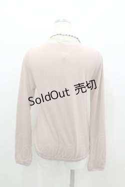 画像3: axes femme / ギンガムチェックリボンスカラップ刺繍カーデデザインカットソー  ピンクＸブラウン I-26-02-11-047-AX-TO-SA-ZI