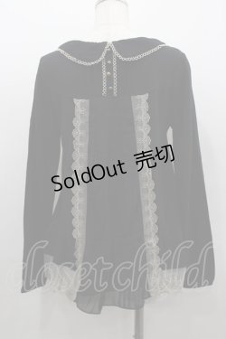 画像3: axes femme / パールリボン襟長袖トップス  黒Ｘアイボリー I-26-02-11-049-AX-TO-SA-ZI