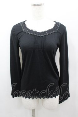 画像1: axes femme / ストーンレースカットソー  黒 I-26-02-11-050-AX-TO-SA-ZI