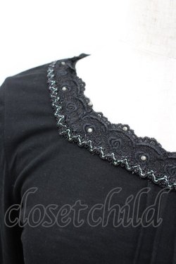 画像2: axes femme / ストーンレースカットソー  黒 I-26-02-11-050-AX-TO-SA-ZI