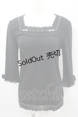 画像1: axes femme / レースビジュー長袖カットソー  黒 I-26-02-11-051-AX-TO-SA-ZI