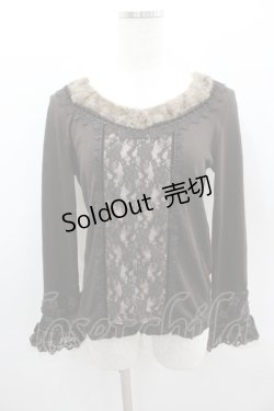 画像1: axes femme / 袖口レーシープルオーバー M チャ I-26-02-11-054-AX-TO-SA-ZI