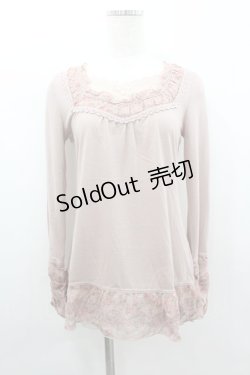 画像1: axes femme / ドット薔薇シフォンカットソー  ピンク I-26-02-11-057-AX-TO-SA-ZI