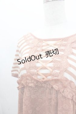 画像2: axes femme / ボーダーレース切り替え半袖カットソー  オレンジＸ白 I-26-02-11-063-AX-TO-SA-ZI