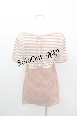 画像3: axes femme / ボーダーレース切り替え半袖カットソー  オレンジＸ白 I-26-02-11-063-AX-TO-SA-ZI