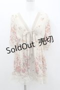 axes femme / ヴィンテージフラワーガウン風チュニック M クリーム I-26-02-11-064-AX-TO-SA-ZI