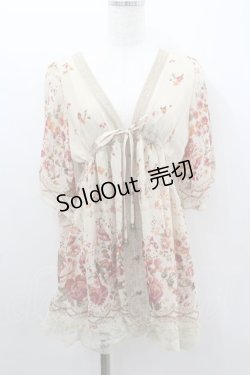 画像1: axes femme / ヴィンテージフラワーガウン風チュニック M クリーム I-26-02-11-064-AX-TO-SA-ZI