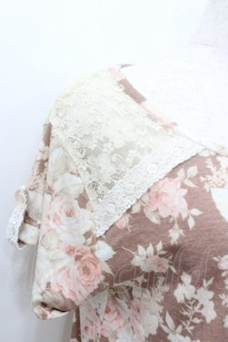 画像2: LIZ LISA / レース切り替えバラブーケプリントショートトップス  ブラウンＸピンクＸアイボリー I-26-02-11-067-LO-TO-SA-ZI