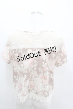 画像3: LIZ LISA / レース切り替えバラブーケプリントショートトップス  ブラウンＸピンクＸアイボリー I-26-02-11-067-LO-TO-SA-ZI