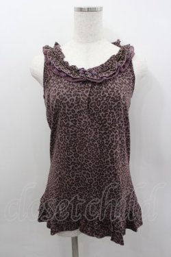 画像1: axes femme / 巻き薔薇レオパードタンク  パープル I-26-02-11-073-AX-TO-SA-ZI