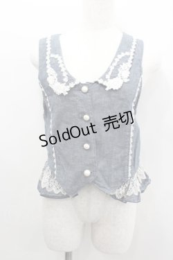 画像1: axes femme / フラワーレースベスト  青デニムＸ白 I-26-02-11-078-AX-TO-SA-ZI