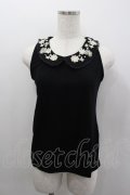 axes femme / お花モチーフ襟付タンク M 黒 I-26-02-11-084-AX-TO-SA-ZI