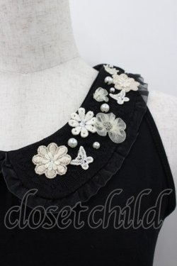 画像2: axes femme / お花モチーフ襟付タンク M 黒 I-26-02-11-084-AX-TO-SA-ZI