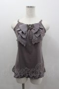 axes femme / サテンbigリボンキャミソール M チャコール I-26-02-11-087-AX-TO-SA-ZI
