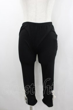 画像1: axes femme / レースリボンレギンス  黒Ｘ白 I-26-02-11-091-AX-PA-SA-ZI