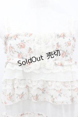 画像2: axes femme / ローズプリントフリルシフォンジャンパースカート  アイボリーＸ赤 I-26-02-11-096-AX-OP-SA-ZI