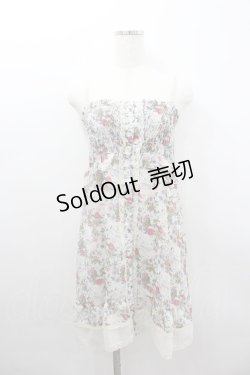 画像1: axes femme / フラワーシフォンジャンパースカート  アイボリーＸ赤Ｘ青 I-26-02-11-099-AX-OP-SA-ZI