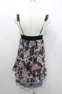 画像3: axes femme / ローズリボンプリントシフォンキャミワンピース  ネイビーＸピンクＸアイボリー I-26-02-11-100-AX-OP-SA-ZI