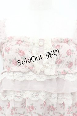 画像2: axes femme / ローズプリントフリルシフォンジャンパースカート M アワピンク I-26-02-11-101-AX-OP-SA-ZI