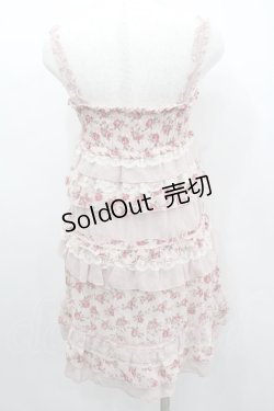 画像3: axes femme / ローズプリントフリルシフォンジャンパースカート M アワピンク I-26-02-11-101-AX-OP-SA-ZI