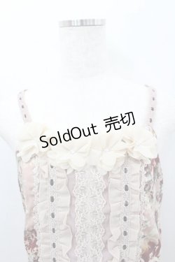 画像2: axes femme / 薔薇プリント&胸元フラワーモチーフジャンパースカート  ピンク I-26-02-11-102-AX-OP-SA-ZI