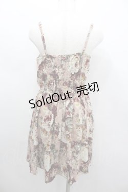 画像3: axes femme / 薔薇プリント&胸元フラワーモチーフジャンパースカート  ピンク I-26-02-11-102-AX-OP-SA-ZI