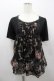 画像1: axes femme / ローズブーケプリントシフォン切り替え半袖カットソー  黒 I-26-02-11-011-AX-TO-SA-ZI (1)