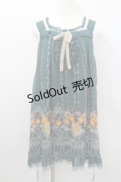 画像1: axes femme / ストライプフラワーシフォンジャンパースカート  グリーン I-26-02-11-104-AX-OP-SA-ZI