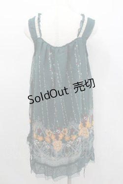 画像3: axes femme / ストライプフラワーシフォンジャンパースカート  グリーン I-26-02-11-104-AX-OP-SA-ZI