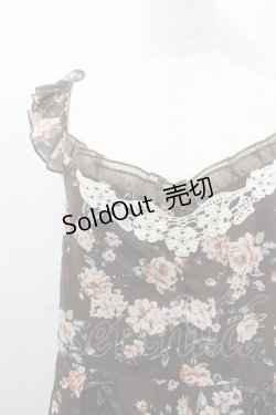 画像2: axes femme / ブーケ花柄タック編み上げOP  チャ I-26-02-11-105-AX-OP-SA-ZI