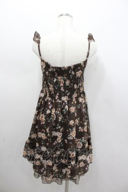 画像3: axes femme / ブーケ花柄タック編み上げOP  チャ I-26-02-11-105-AX-OP-SA-ZI